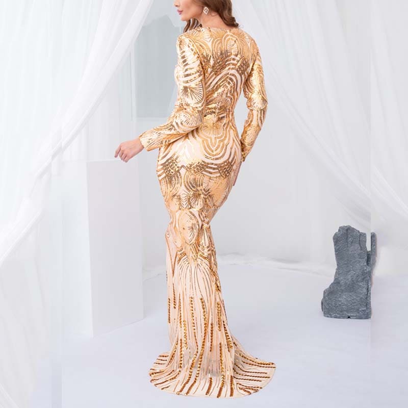 Vestido De Festa Longo Dourado Giselle