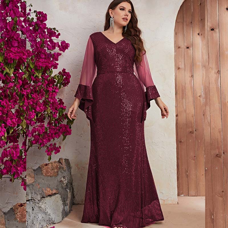 Vestido De Festa Plus Size Marsala Endira