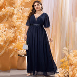 Vestido Longo de Festa Plus Size Azul Carla