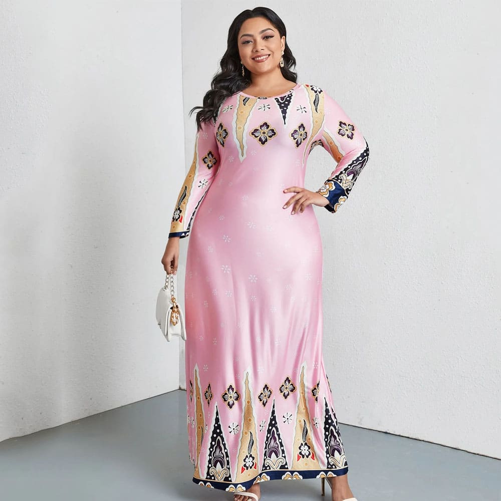 Vestido Longo Plus Size Rosa Silvia