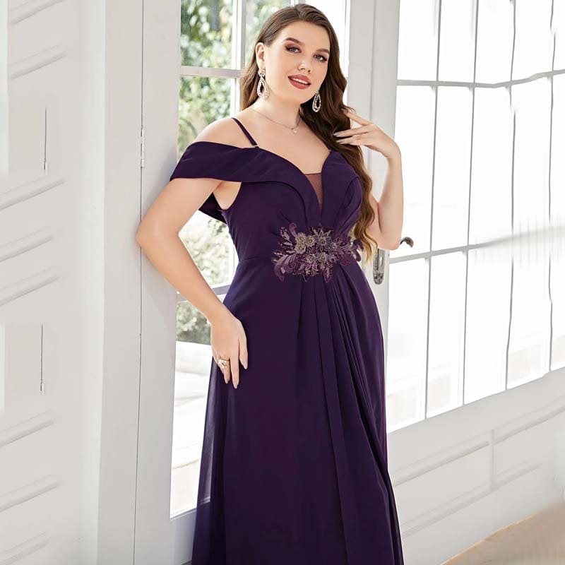 Vestido Longo Plus Size Roxo Catarine