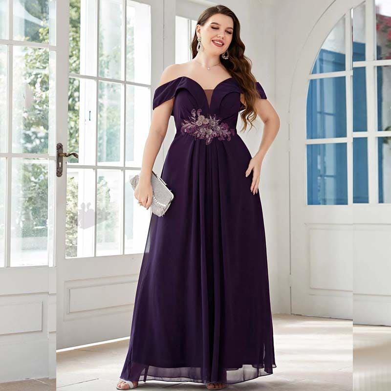 Vestido Longo Plus Size Roxo Catarine