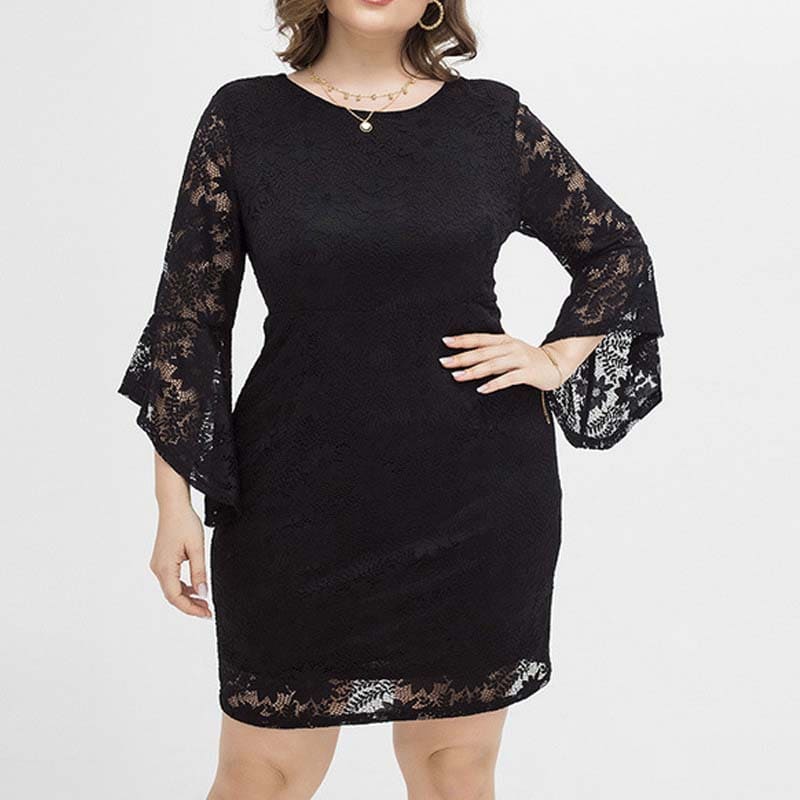 Vestido Midi De Renda Preto Stella