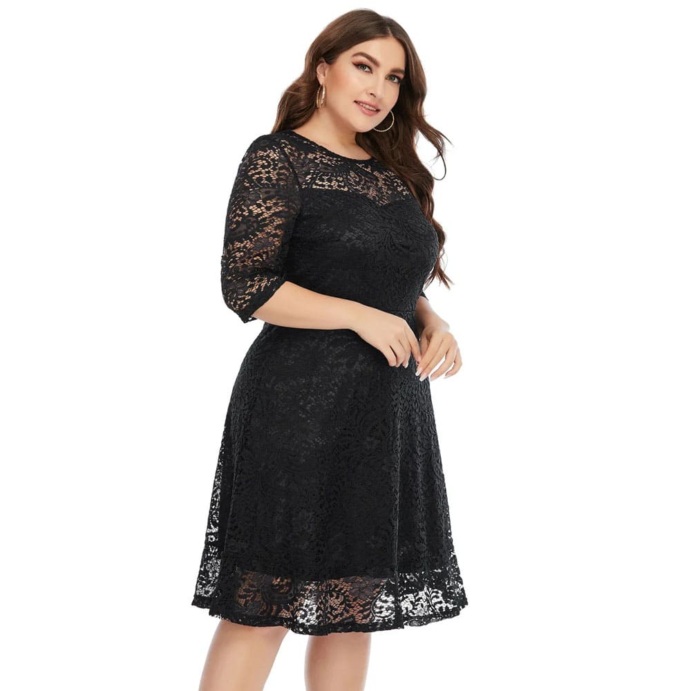 Vestido Midi Plus Size de Festa Renda Alice 