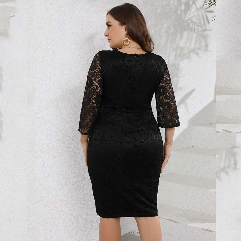 Vestido Midi Plus Size Preto Darla