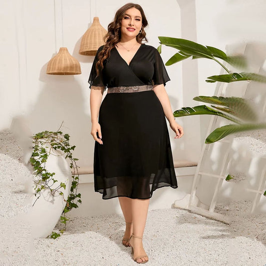 Vestido Midi Plus Size Preto Jamie