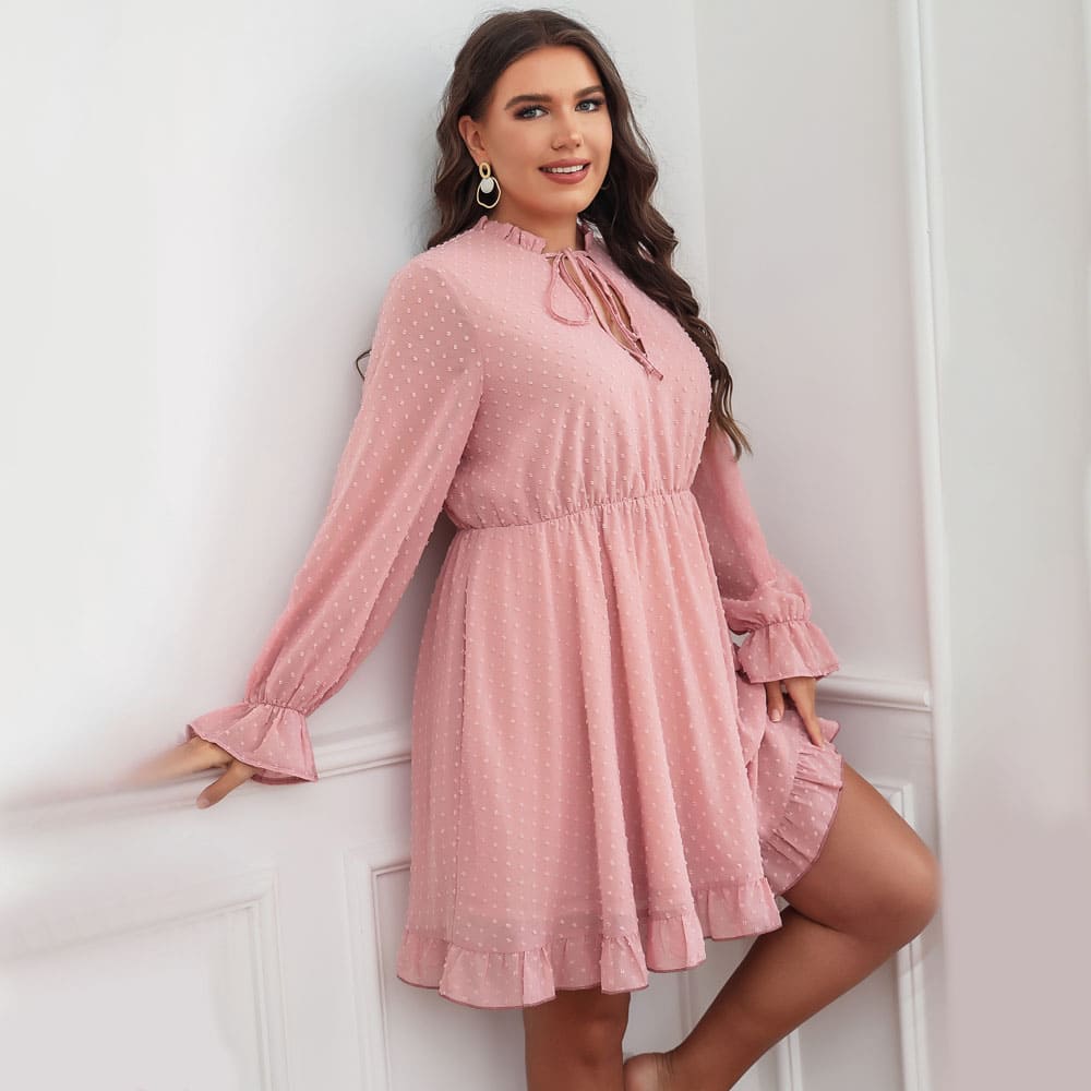 Vestido Midi Plus Size Rosa Luna