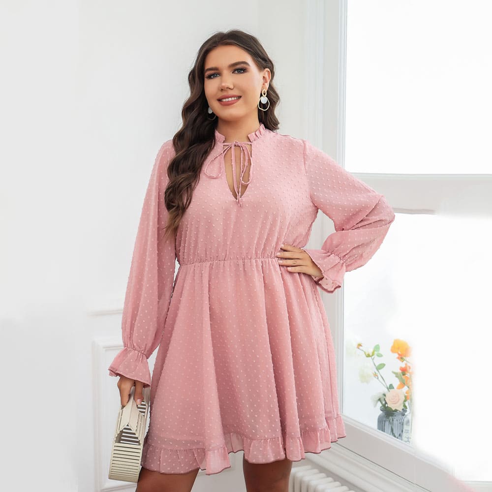 Vestido Midi Plus Size Rosa Luna