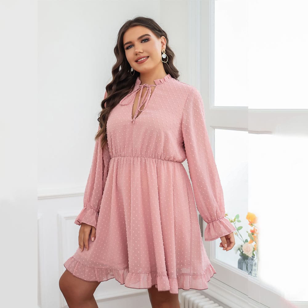 Vestido Midi Plus Size Rosa Luna