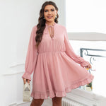 Vestido Midi Plus Size Rosa Luna