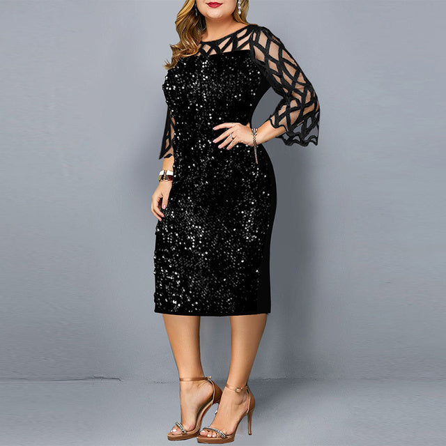 Vestido de paete preto best sale plus size