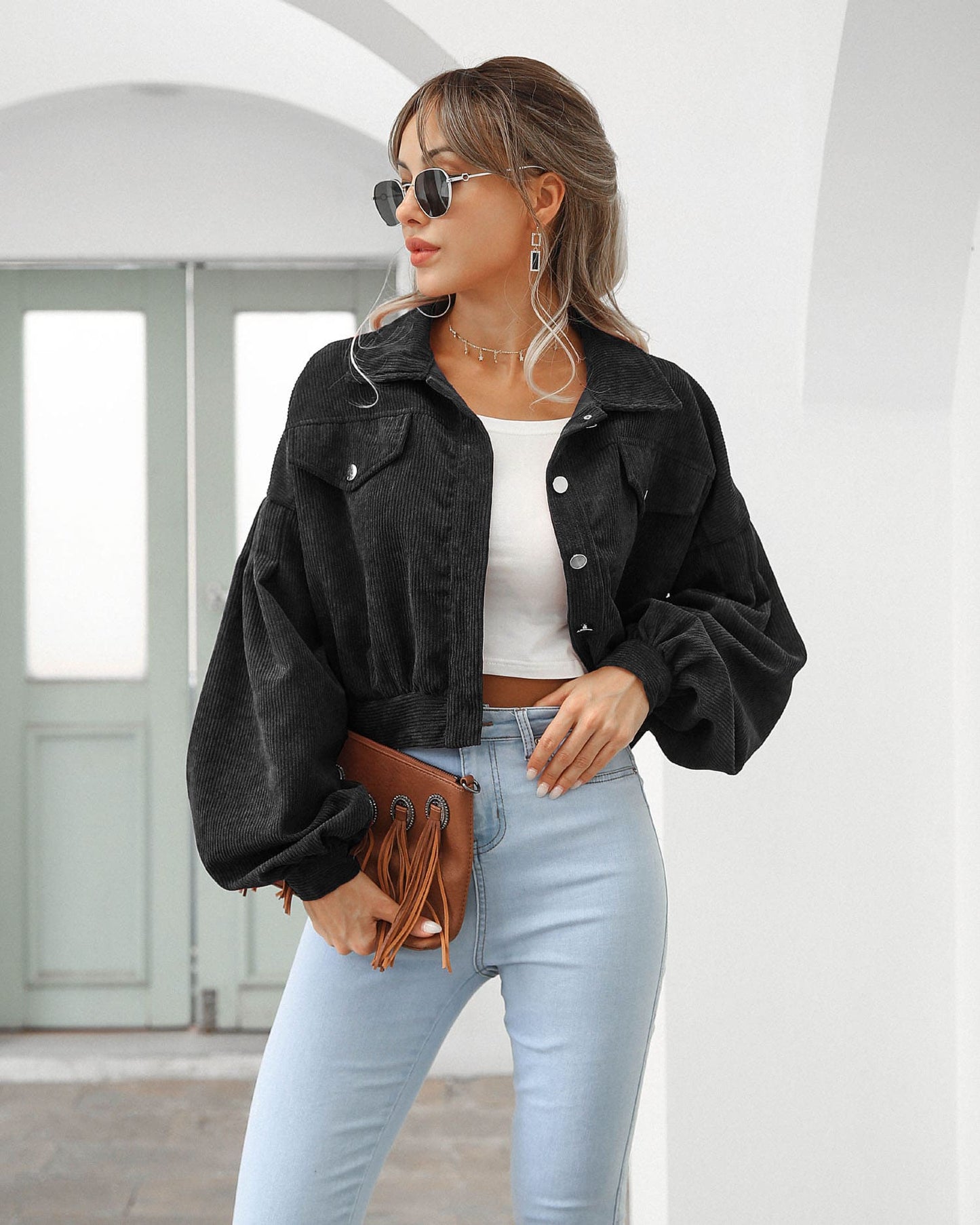 Jaqueta Bomber Feminina Vintage Leonie